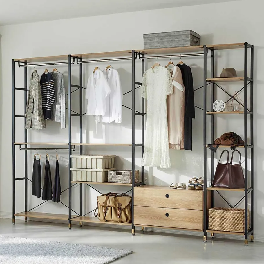 Best Wohnen Garderobe Regal mit 7 Fächern & 4 Stangen - Alis
