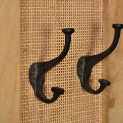 Outlet Wohnen Garderobenpaneel aus Holz & Rattan Geflecht - Lazianus