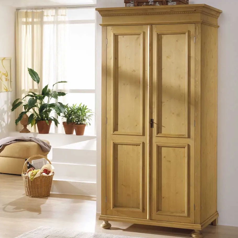 Outlet Wohnen Garderobenschrank Melessa aus Fichte Massivholz