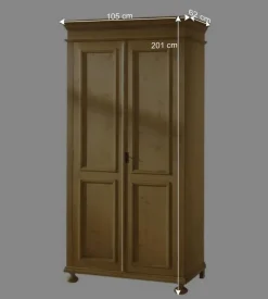 Outlet Wohnen Garderobenschrank Melessa aus Fichte Massivholz