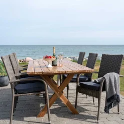 Hot Wohnen Garten Altholztisch Teak & Stühle - Bataia (siebenteilig)