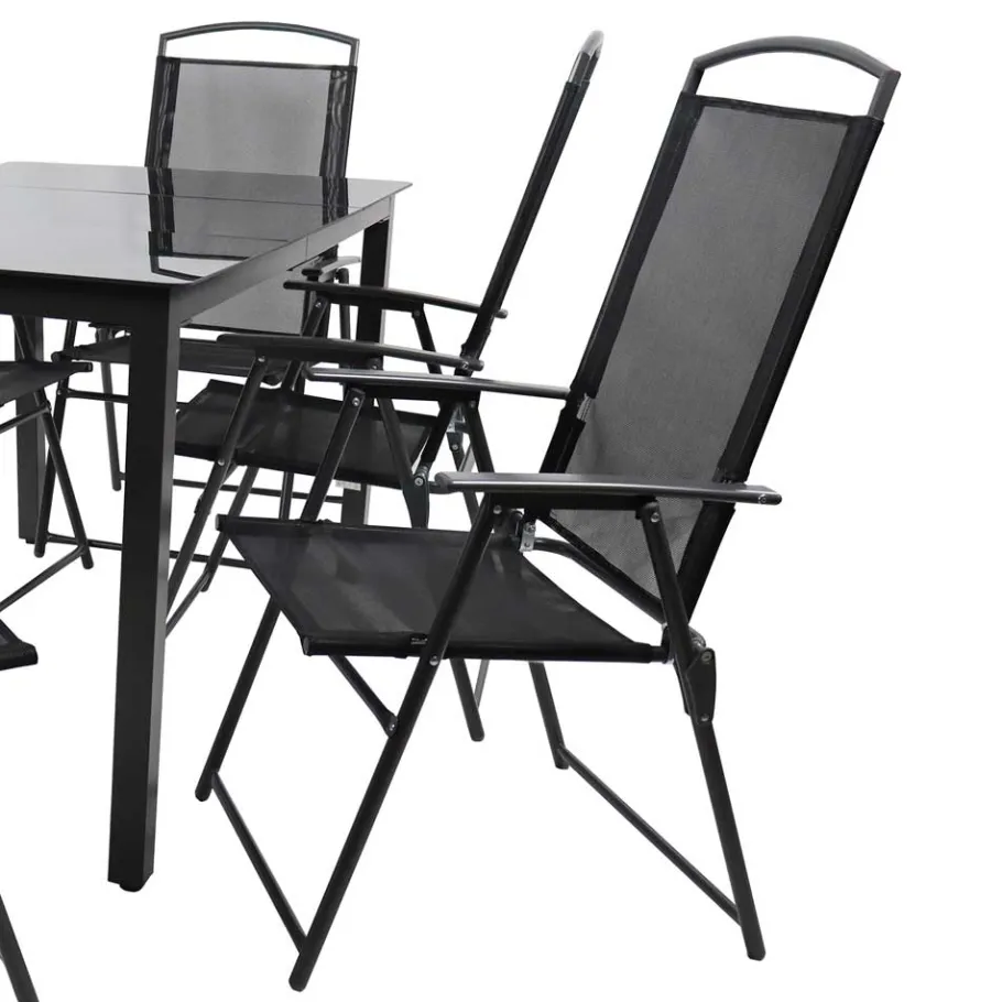 Sale Wohnen Garten Essgruppe in Schwarz - Kameron (siebenteilig)