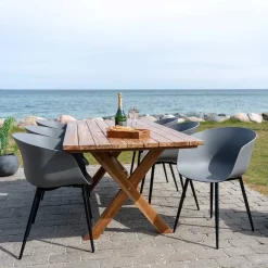 Hot Wohnen Garten Essgruppe mit Holztisch - Waronka (siebenteilig)