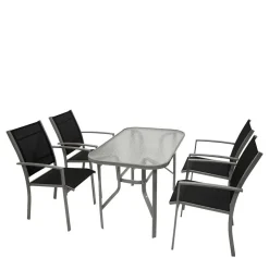 Hot Wohnen Garten Glastisch & Armlehnstühle - Anota (fünfteilig)
