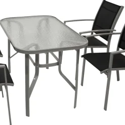 Hot Wohnen Garten Glastisch & Armlehnstühle - Anota (fünfteilig)
