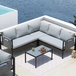Online Wohnen Garten Lounge Set mit vier Sitzplätzen - Emeziano (zweiteilig)