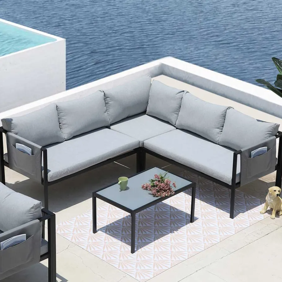 Online Wohnen Garten Lounge Set mit vier Sitzplätzen - Emeziano (zweiteilig)