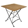Sale Wohnen Garten Teak Klapptisch Amyos mit Stahl Gestell Schwarz