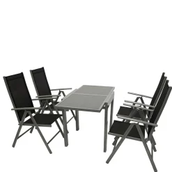 Online Wohnen Garten Tischgruppe mit Klappstühlen - Arno (fünfteilig)