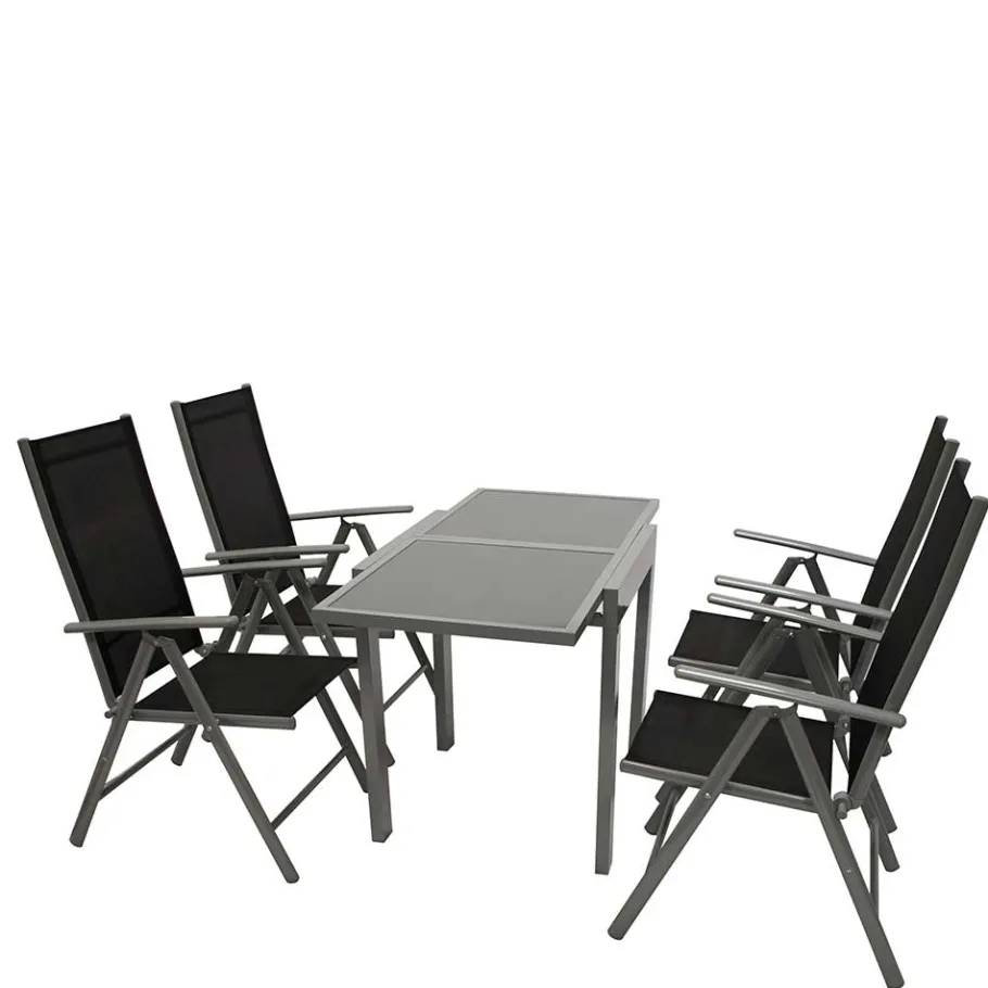 Online Wohnen Garten Tischgruppe mit Klappstühlen - Arno (fünfteilig)