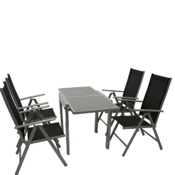Online Wohnen Garten Tischgruppe mit Klappstühlen - Arno (fünfteilig)