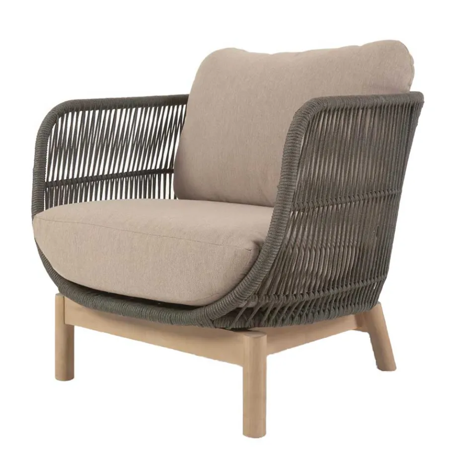 Outlet Wohnen Geflecht Loungesessel in Dunkelgrün - Casimiro (2er Set)