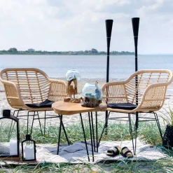 New Wohnen Geflecht Stühle in Beige Rattan - Ambo (2er Set)