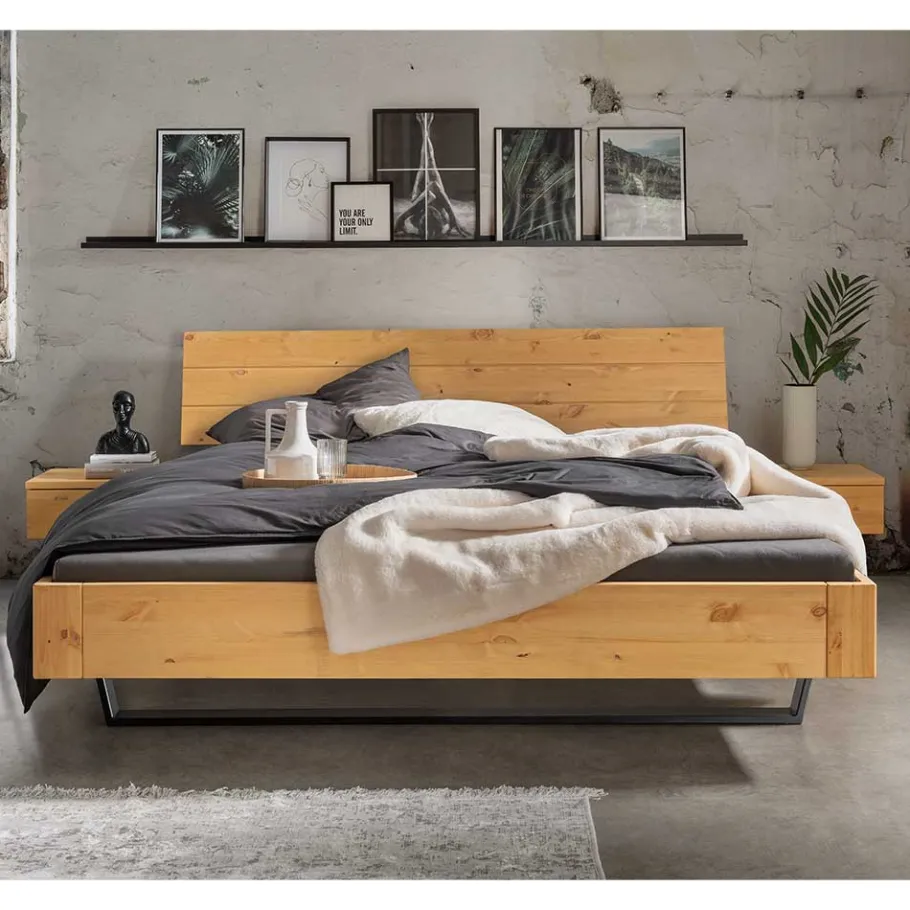 Hot Wohnen Gelaugtes Bett aus Kiefer Massivholz - Newston