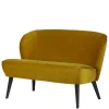 Clearance Wohnen Gelbes Samt Sofa Mid Century Ramia mit Holzbeinen in Schwarz