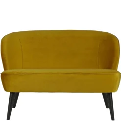 Clearance Wohnen Gelbes Samt Sofa Mid Century Ramia mit Holzbeinen in Schwarz