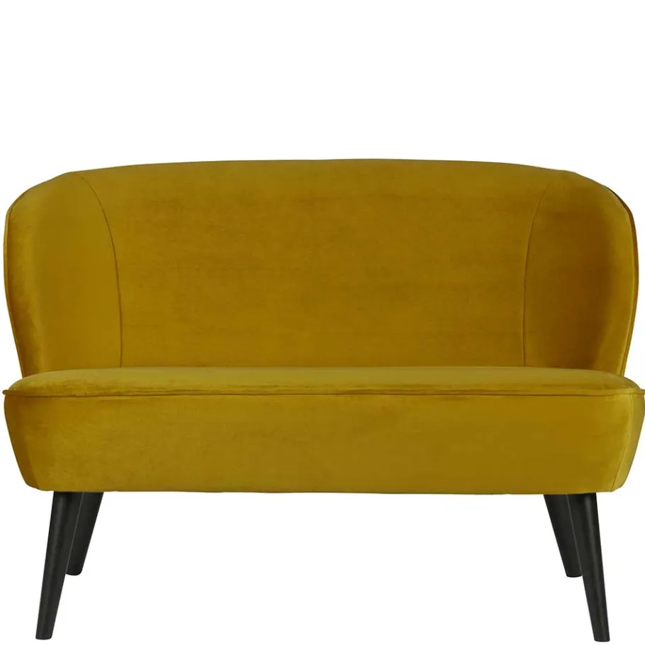 Clearance Wohnen Gelbes Samt Sofa Mid Century Ramia mit Holzbeinen in Schwarz