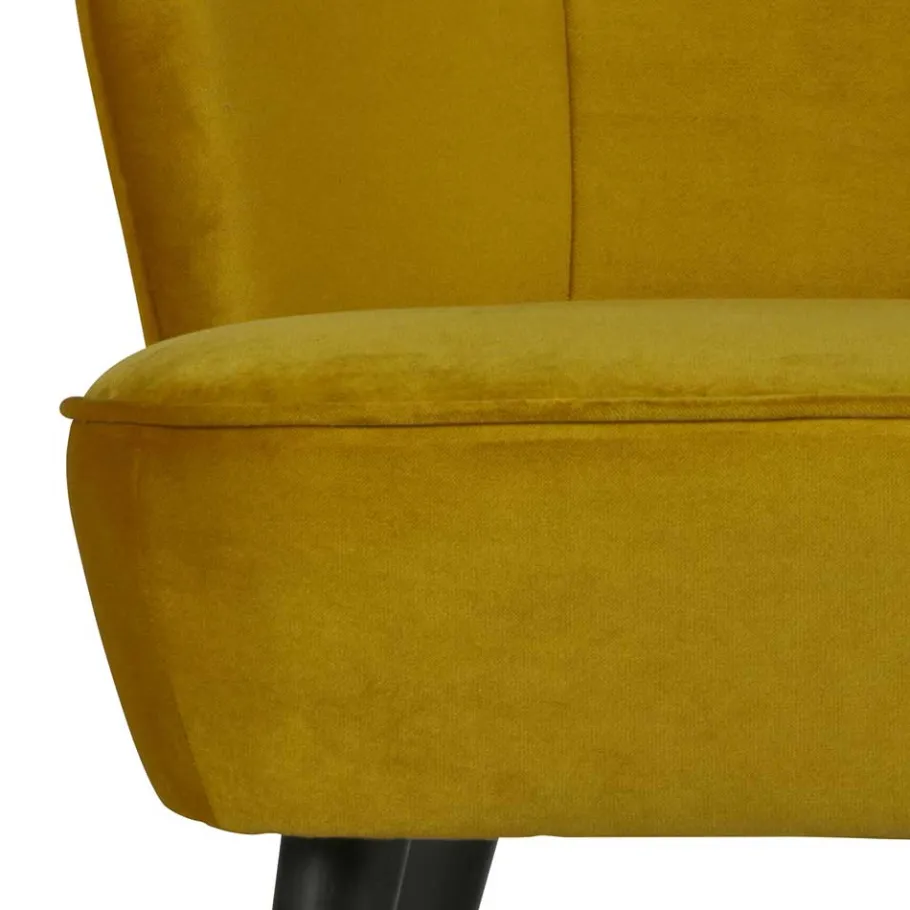 Clearance Wohnen Gelbes Samt Sofa Mid Century Ramia mit Holzbeinen in Schwarz