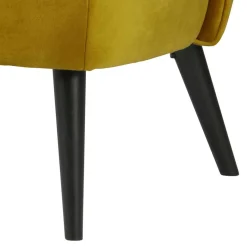 Clearance Wohnen Gelbes Samt Sofa Mid Century Ramia mit Holzbeinen in Schwarz