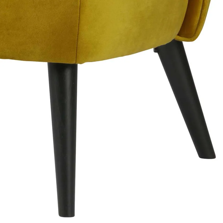 Clearance Wohnen Gelbes Samt Sofa Mid Century Ramia mit Holzbeinen in Schwarz