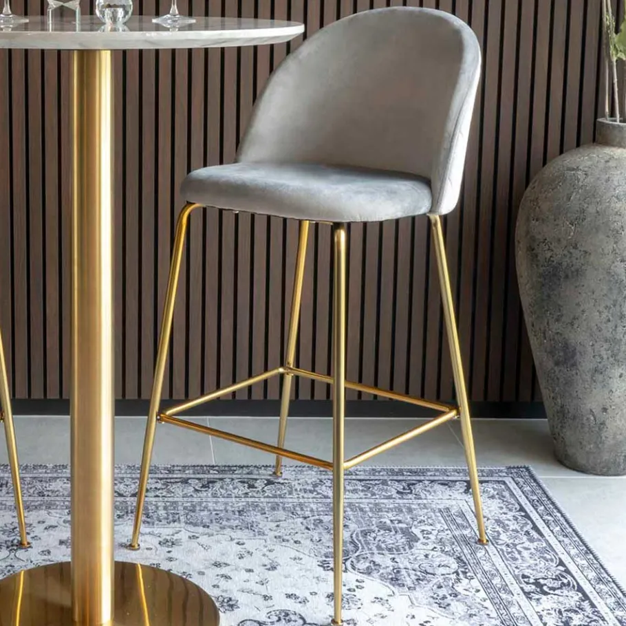 Sale Wohnen Gepolsterter Barhocker mit Lehne in Grau - Lennlo (2er Set)