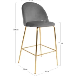 Sale Wohnen Gepolsterter Barhocker mit Lehne in Grau - Lennlo (2er Set)