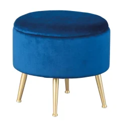 New Wohnen Gepolsterter Hocker in Blau & Gold - Chasmarin