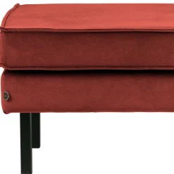 New Wohnen Gepolsterter Hocker in Rotbraun Samt - Enzing