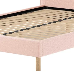 Best Wohnen Gepolstertes Bett mit Boucle Bezug in Rosa - Skylab
