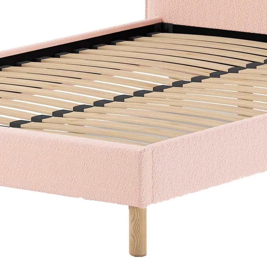 Best Wohnen Gepolstertes Bett mit Boucle Bezug in Rosa - Skylab