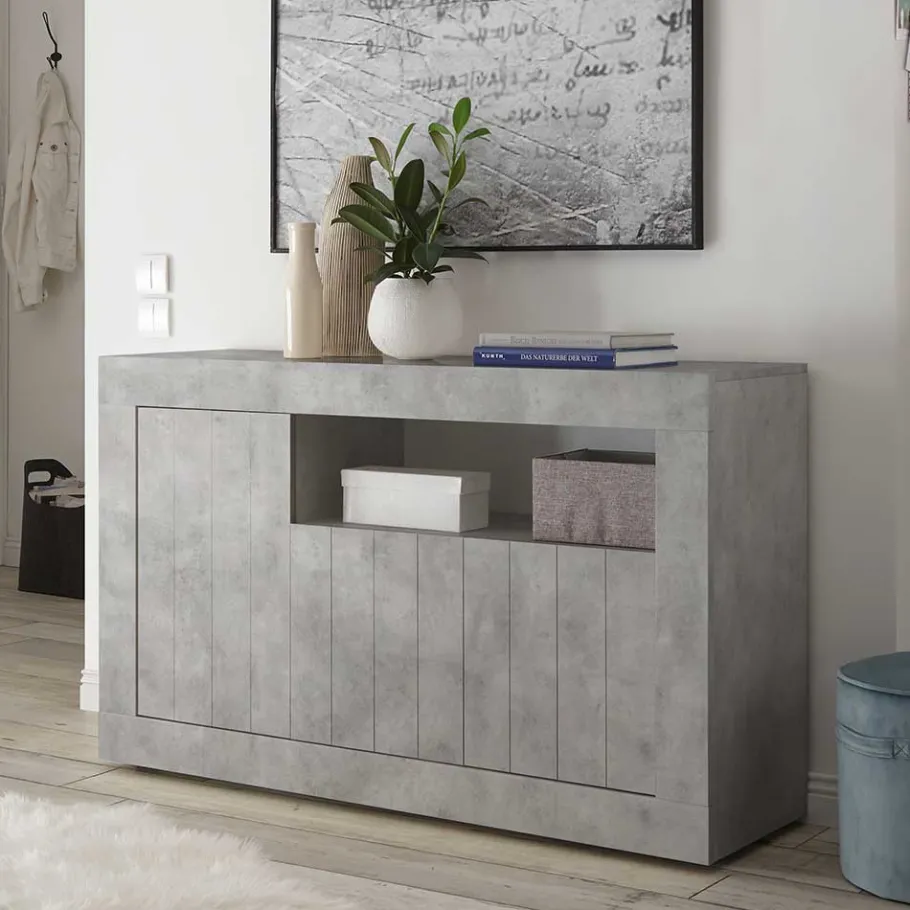 Wohnen Geradlinige Kommode in Beton Nachbildung - Korlin