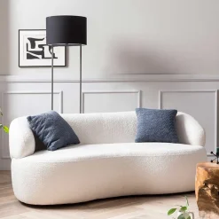 Outlet Wohnen Gerundetes Federkern Sofa in Weiß Boucle - Zenya