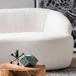 Outlet Wohnen Gerundetes Federkern Sofa in Weiß Boucle - Zenya