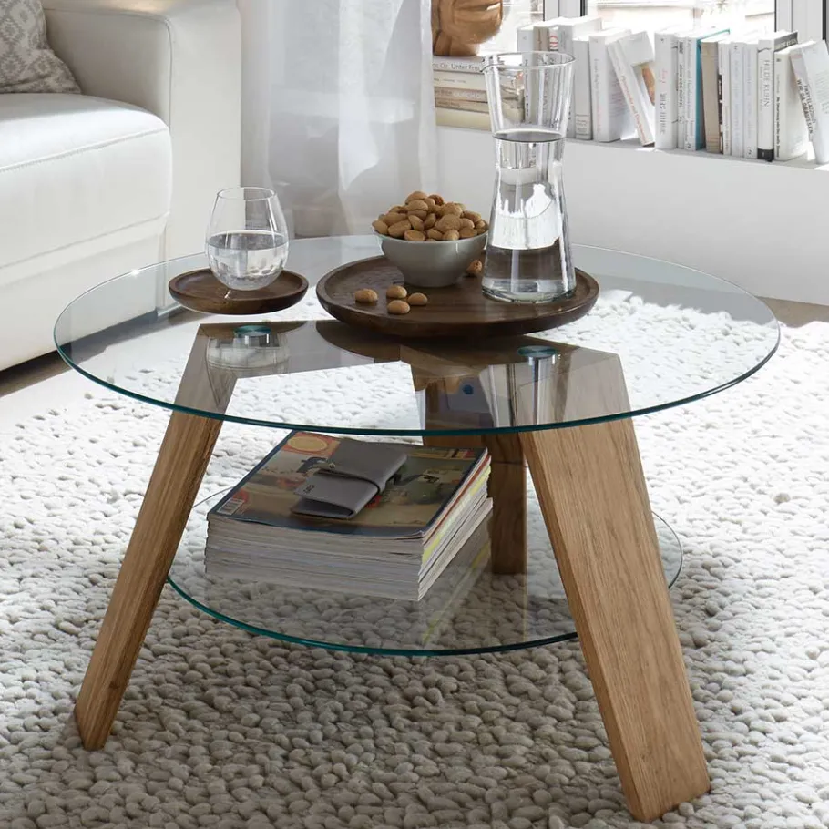 Discount Wohnen Glas Couchtisch mit Zusatzablage - Lasalinas