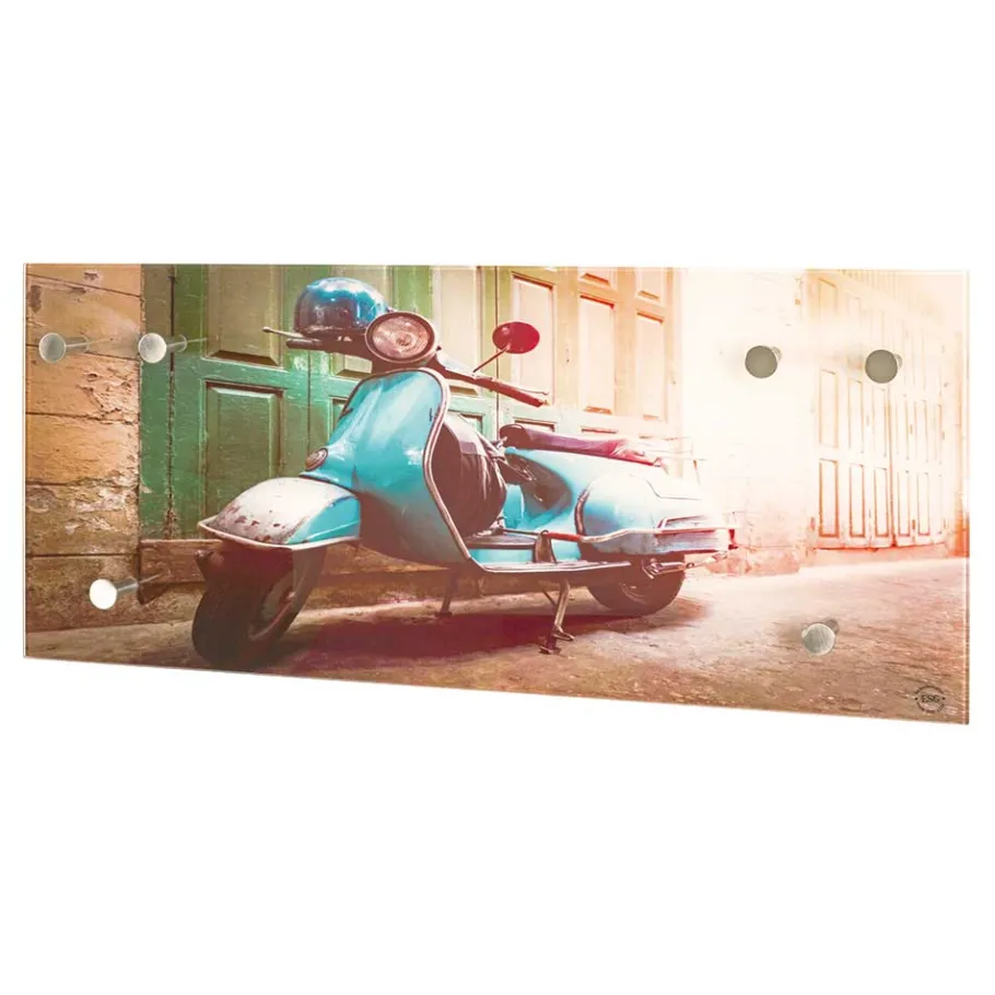 Clearance Wohnen Glas Garderobe mit Motorroller Fotodruck - Fleppos