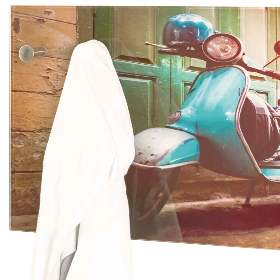 Clearance Wohnen Glas Garderobe mit Motorroller Fotodruck - Fleppos