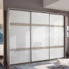 Outlet Wohnen Glas Schwebetüren Schrank in Weiß & Grau - Pruducia