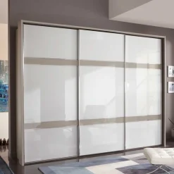 Outlet Wohnen Glas Schwebetüren Schrank in Weiß & Grau - Pruducia
