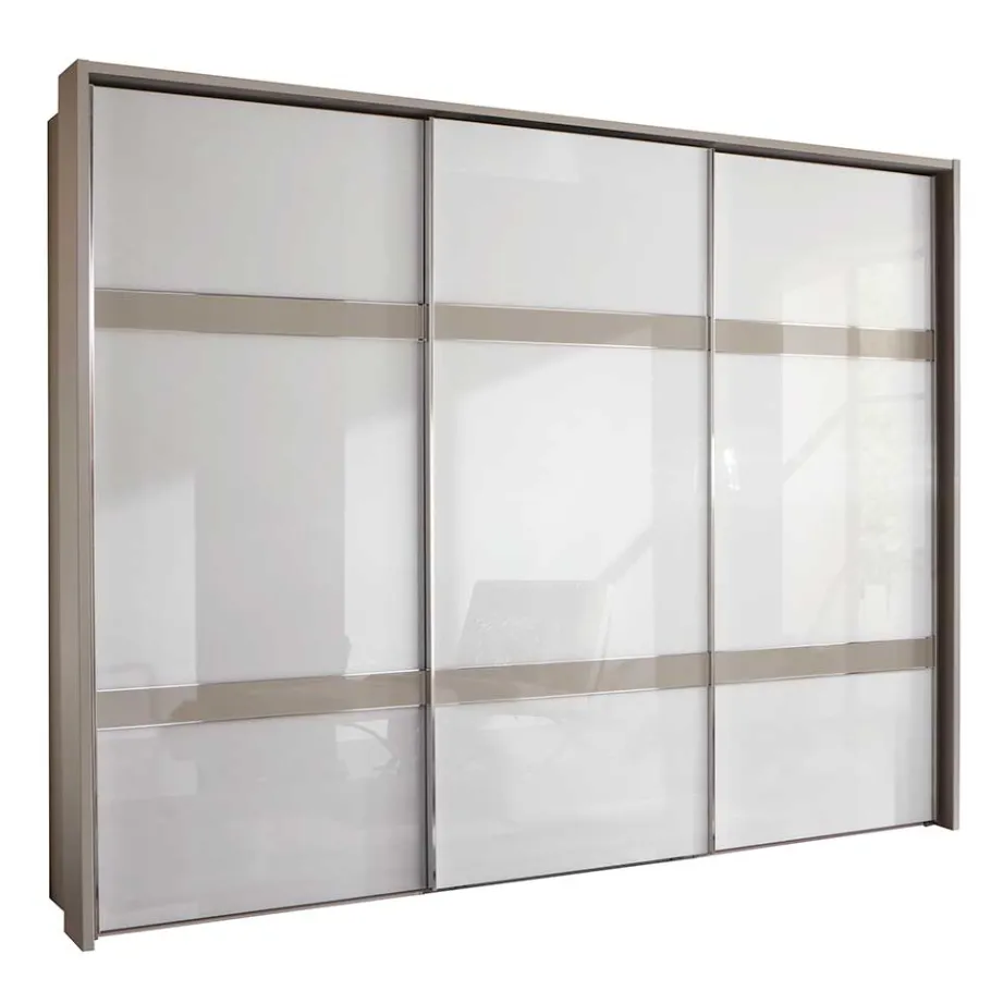 Outlet Wohnen Glas Schwebetüren Schrank in Weiß & Grau - Pruducia