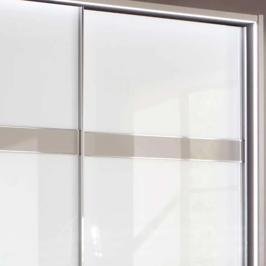 Outlet Wohnen Glas Schwebetüren Schrank in Weiß & Grau - Pruducia