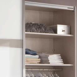 Outlet Wohnen Glas Schwebetüren Schrank in Weiß & Grau - Pruducia