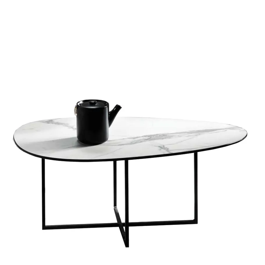 Best Wohnen Glas Wohnzimmertisch in Marmor Optik - eiförmig - Lampione