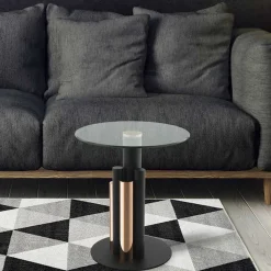 Clearance Wohnen Glas-Beistelltisch in Schwarz mit Rosegold - Charisse