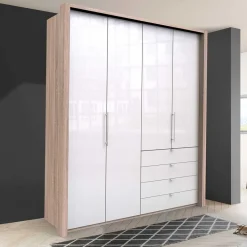 Clearance Wohnen Glasfront Kombi-Kleiderschrank in Weiß - Bosays