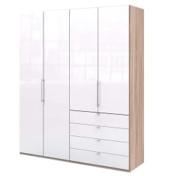 Clearance Wohnen Glasfront Kombi-Kleiderschrank in Weiß - Bosays