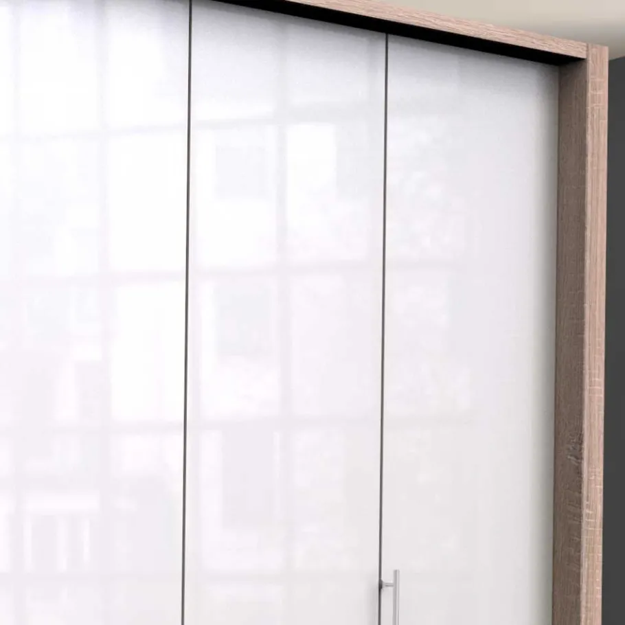 Clearance Wohnen Glasfront Kombi-Kleiderschrank in Weiß - Bosays