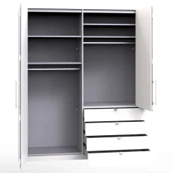 Clearance Wohnen Glasfront Kombi-Kleiderschrank in Weiß - Bosays
