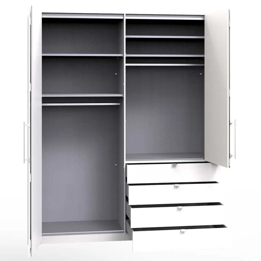 Clearance Wohnen Glasfront Kombi-Kleiderschrank in Weiß - Bosays