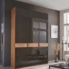 Clearance Wohnen Glasfront-Schlafzimmerschrank in Dunkelbraun - Hung