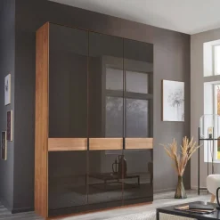 Clearance Wohnen Glasfront-Schlafzimmerschrank in Dunkelbraun - Hung